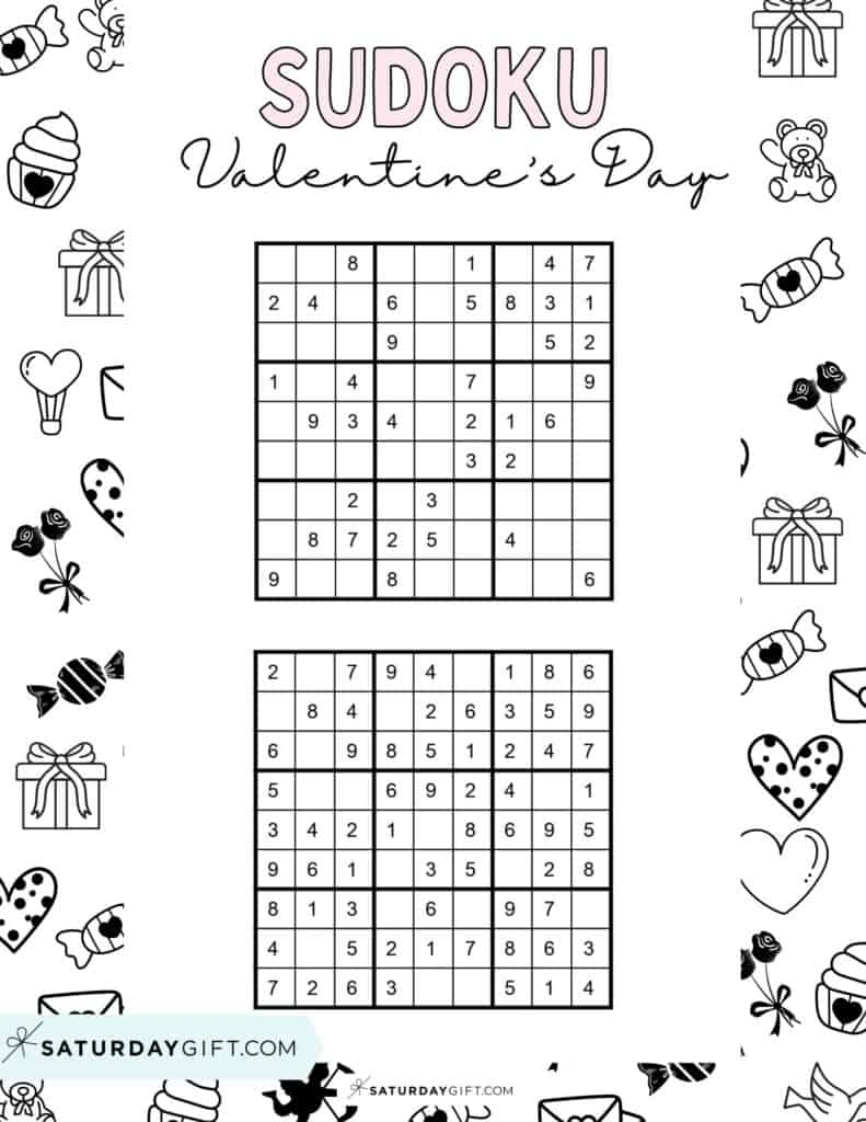 Valentine s Day Sudoku Puzzles Cute amp Free Printables SaturdayGift