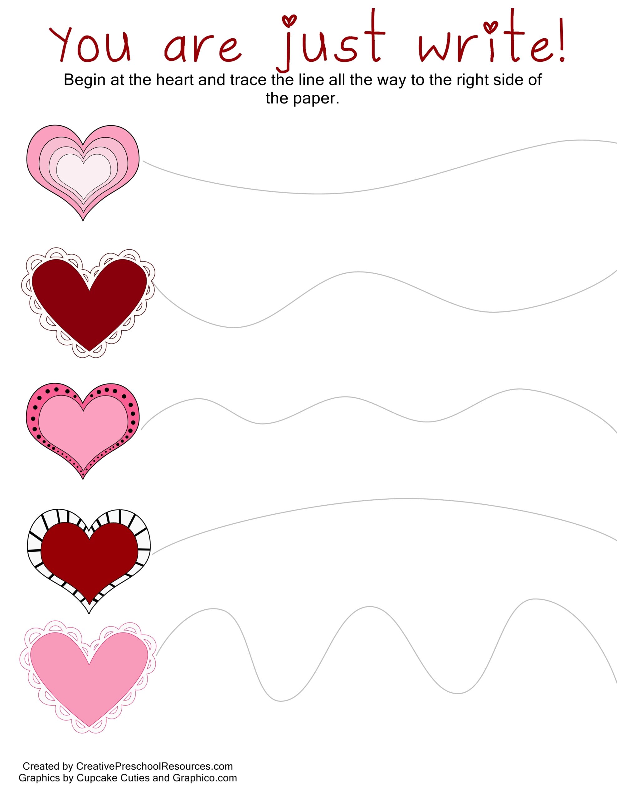 Valentine Trace amp Cut Printables Creative Preschool Resources