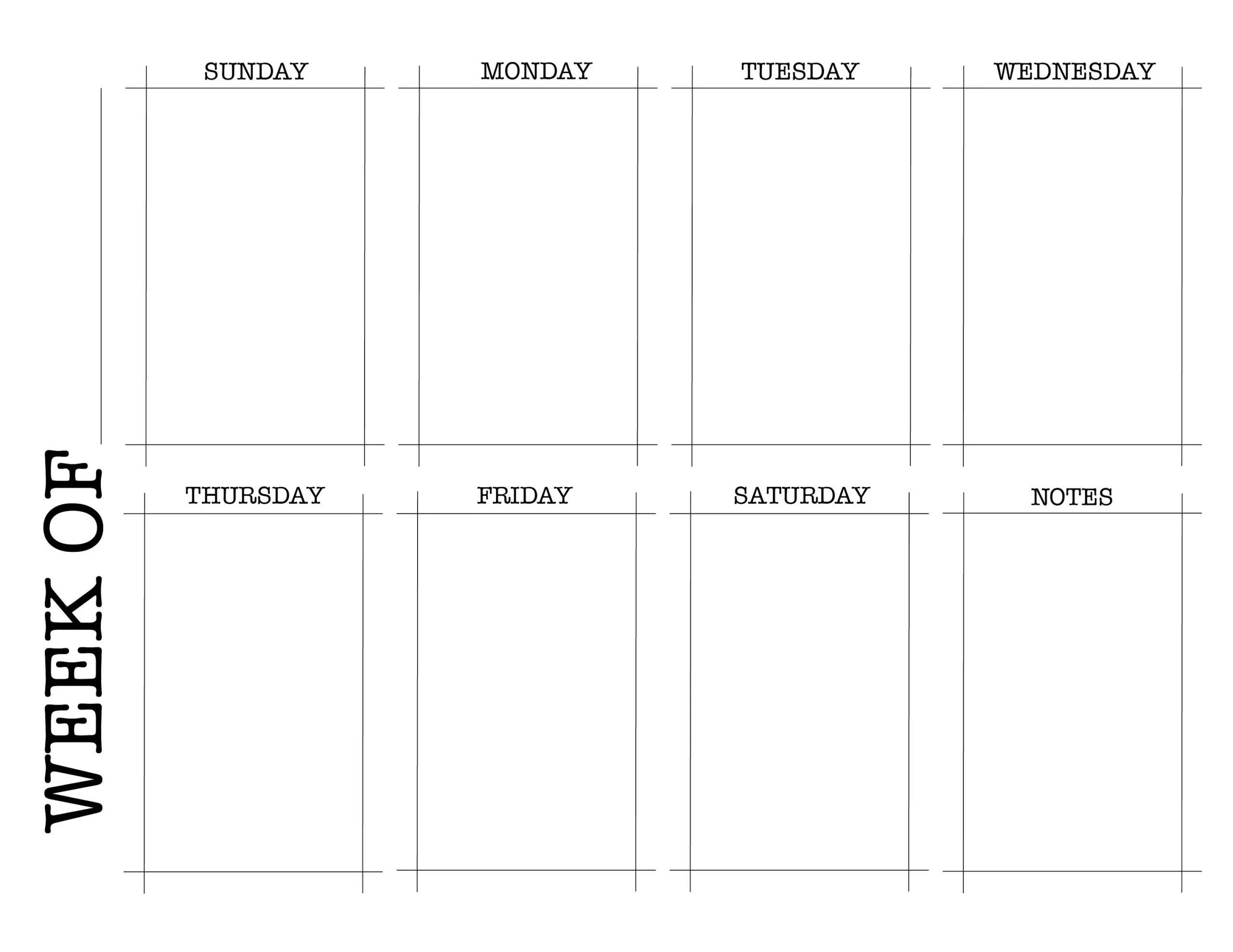 Printable Blank Weekly Calendar