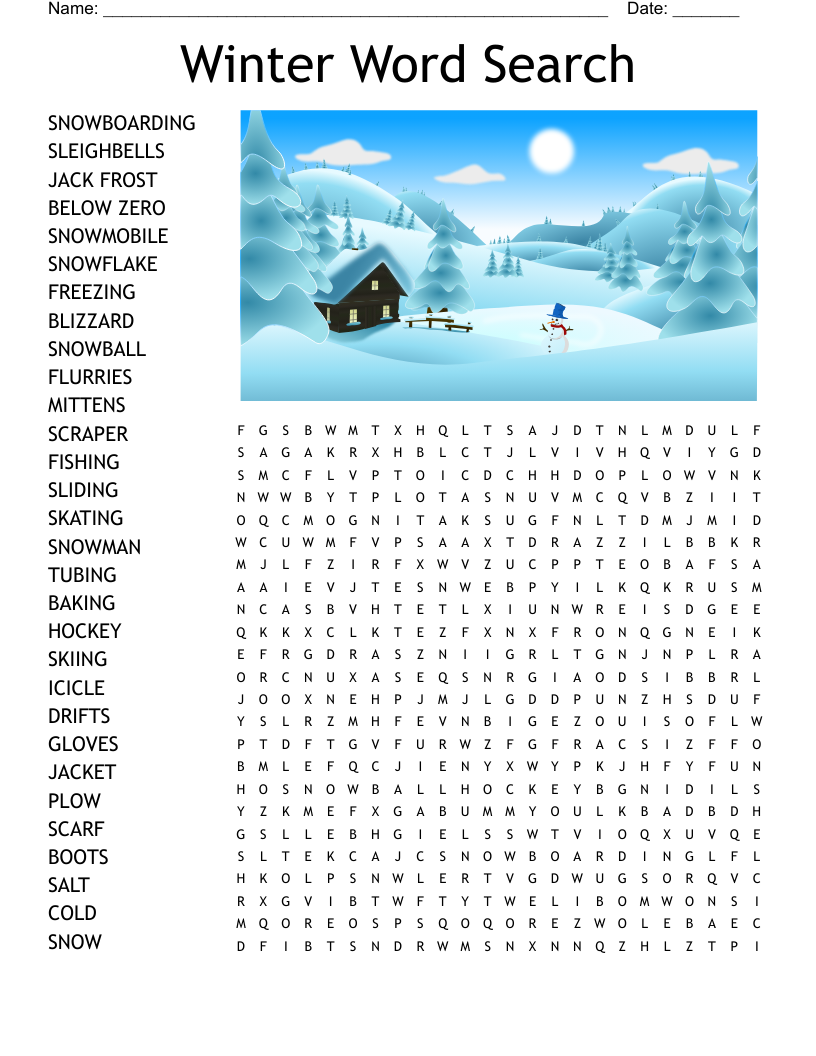 Free Printable Winter Word Puzzles