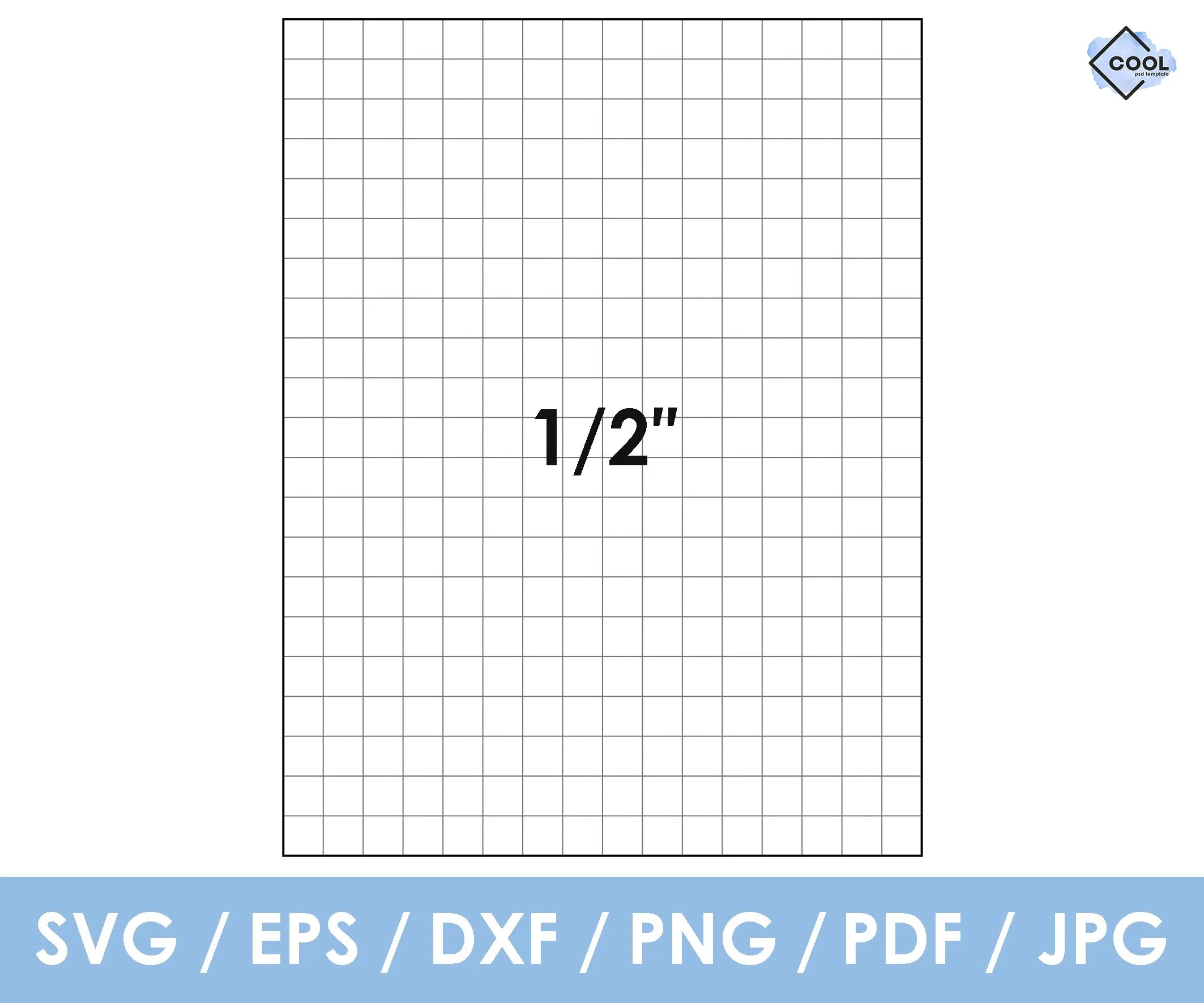 1 2 Inch Graph Grid Paper Cross Stitch Printable digital 
