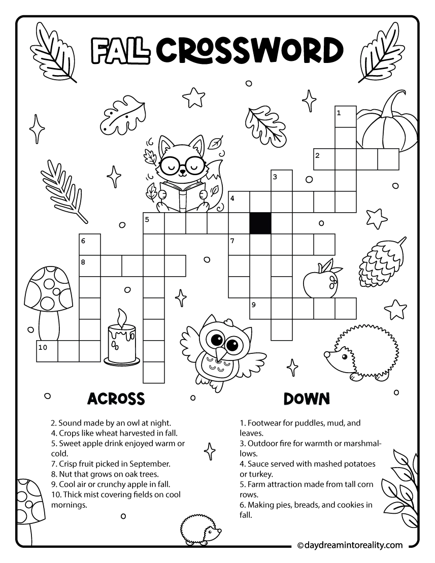 Kids Crossword Puzzles Printable -Pinterest