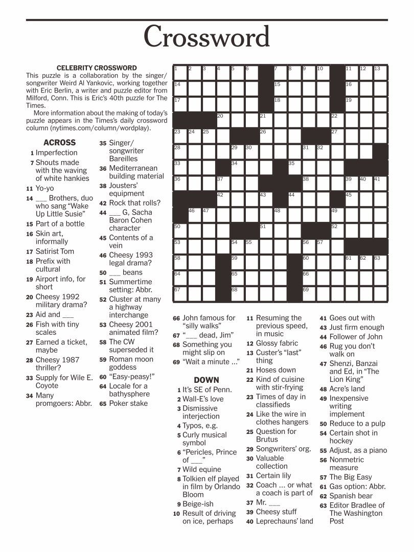 Free Daily Printable Crossword Puzzles Pdf