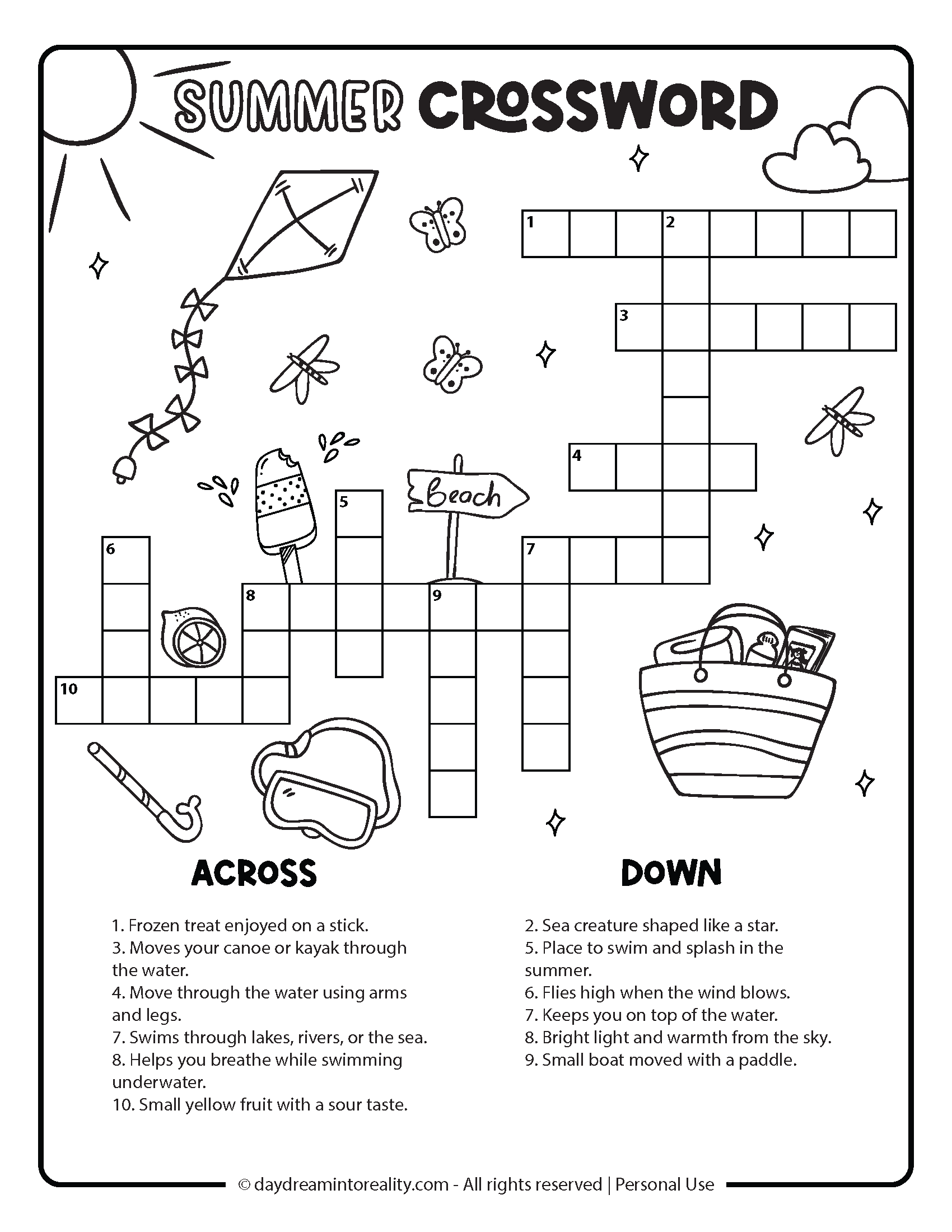 Crossword Puzzles For Kids Printables