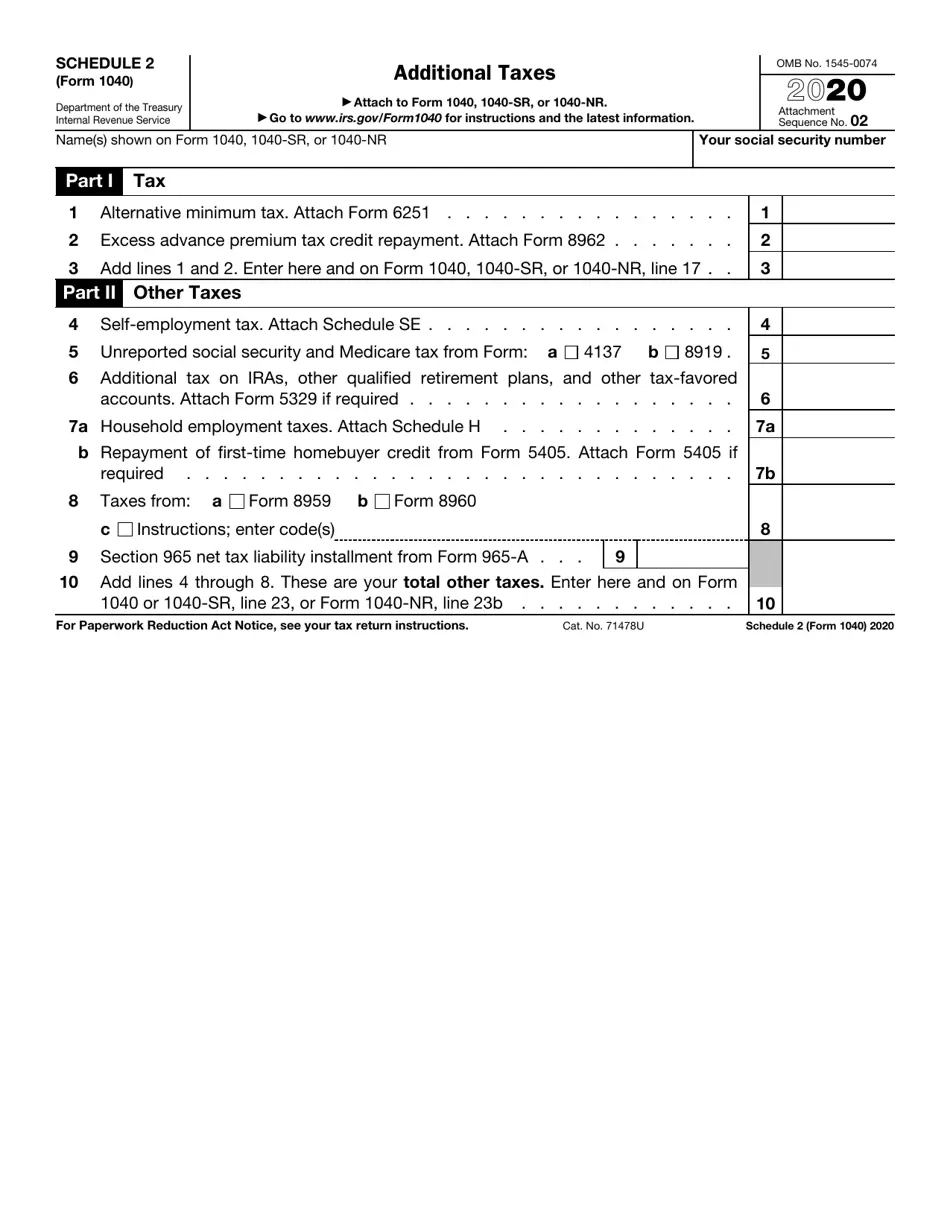 1040 Form 2024 Schedule 2 Printable