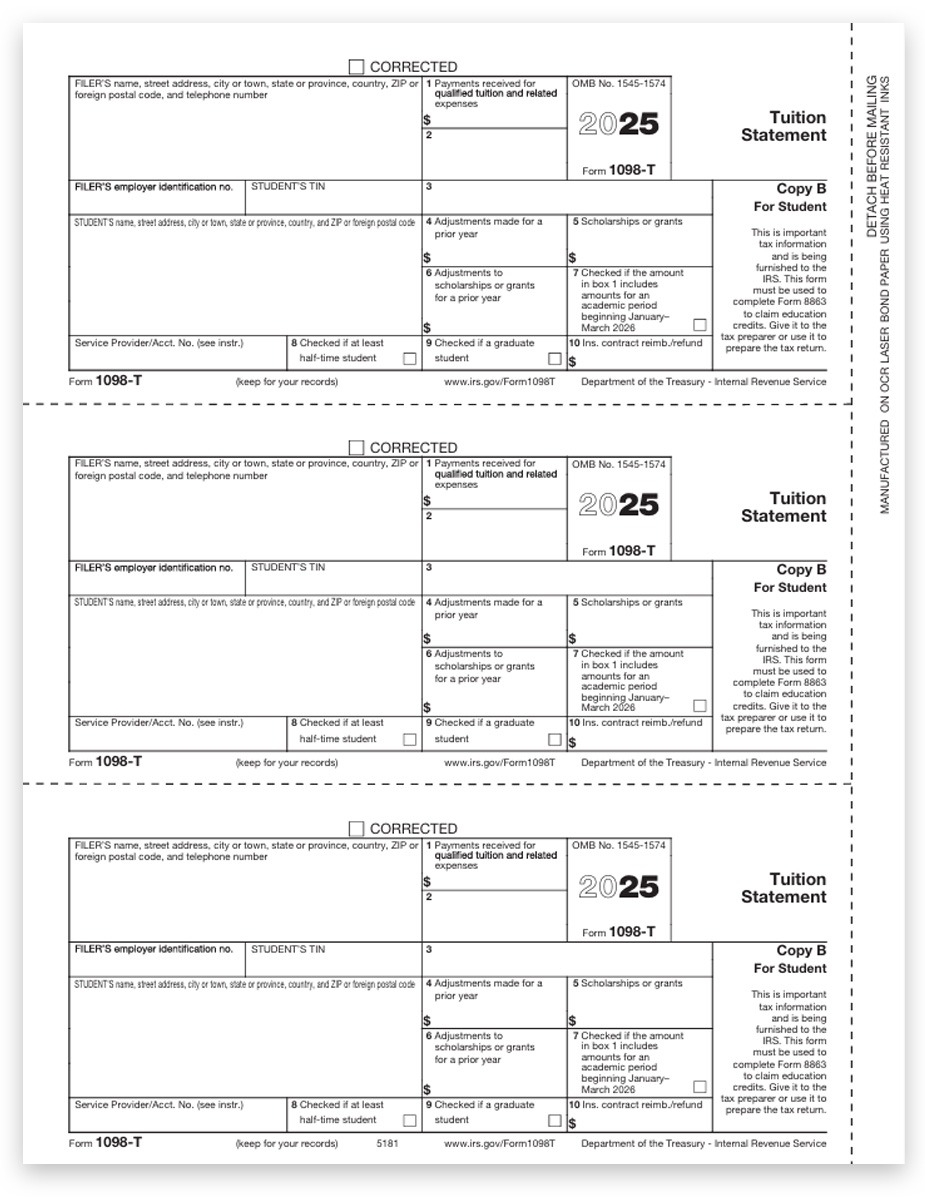 1098T Form Tuition Expenses Student Copy DiscountTaxForms