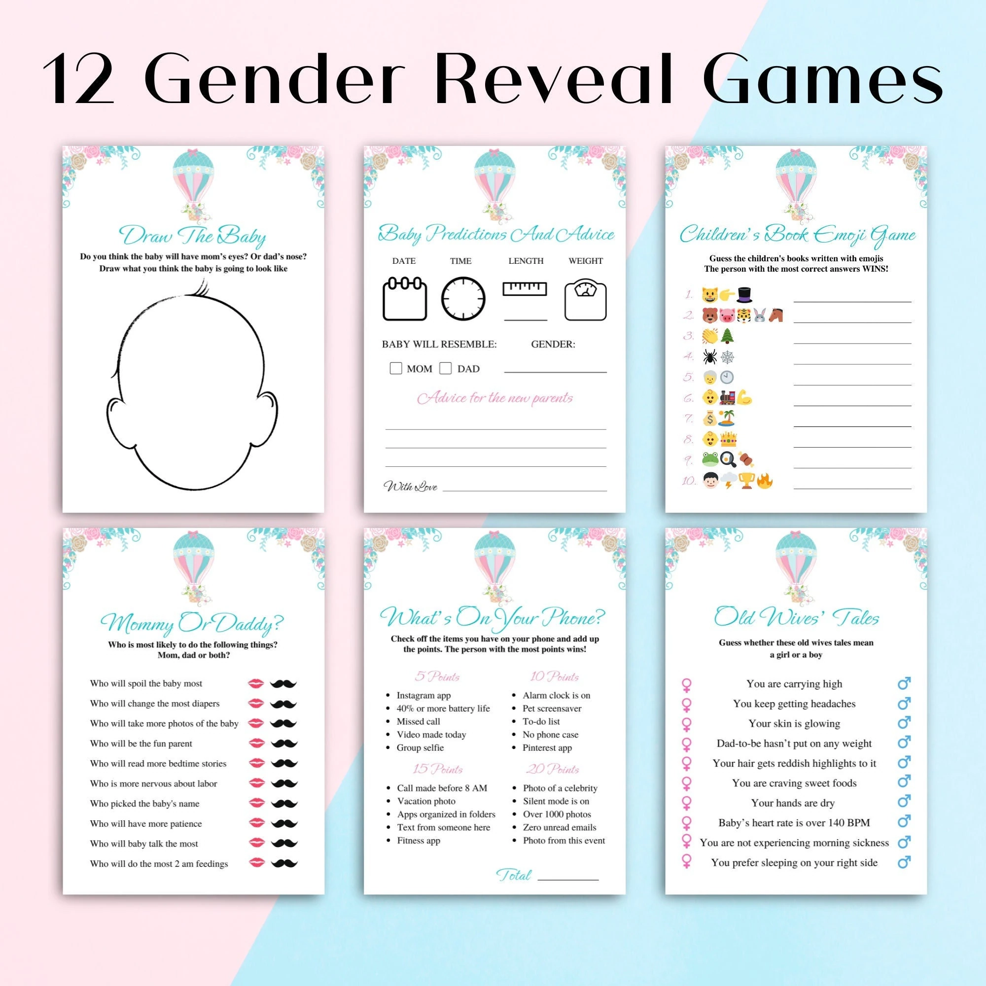 Free Printable Gender Reveal Game Templates