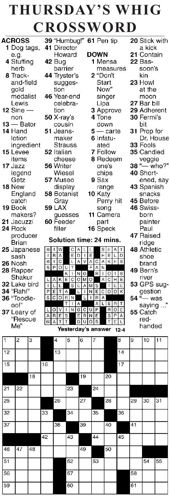 1204 Crossword Crosswords Cecildaily