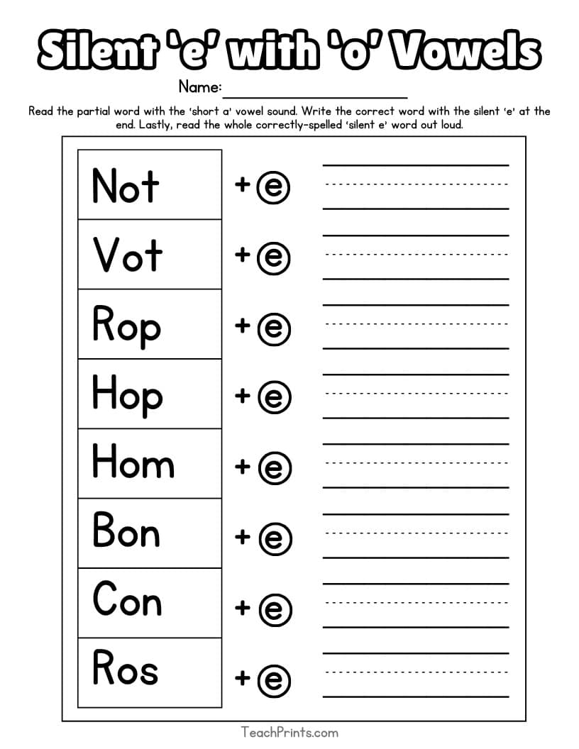 13 Silent E Worksheets Free PDF Printables Teach Prints