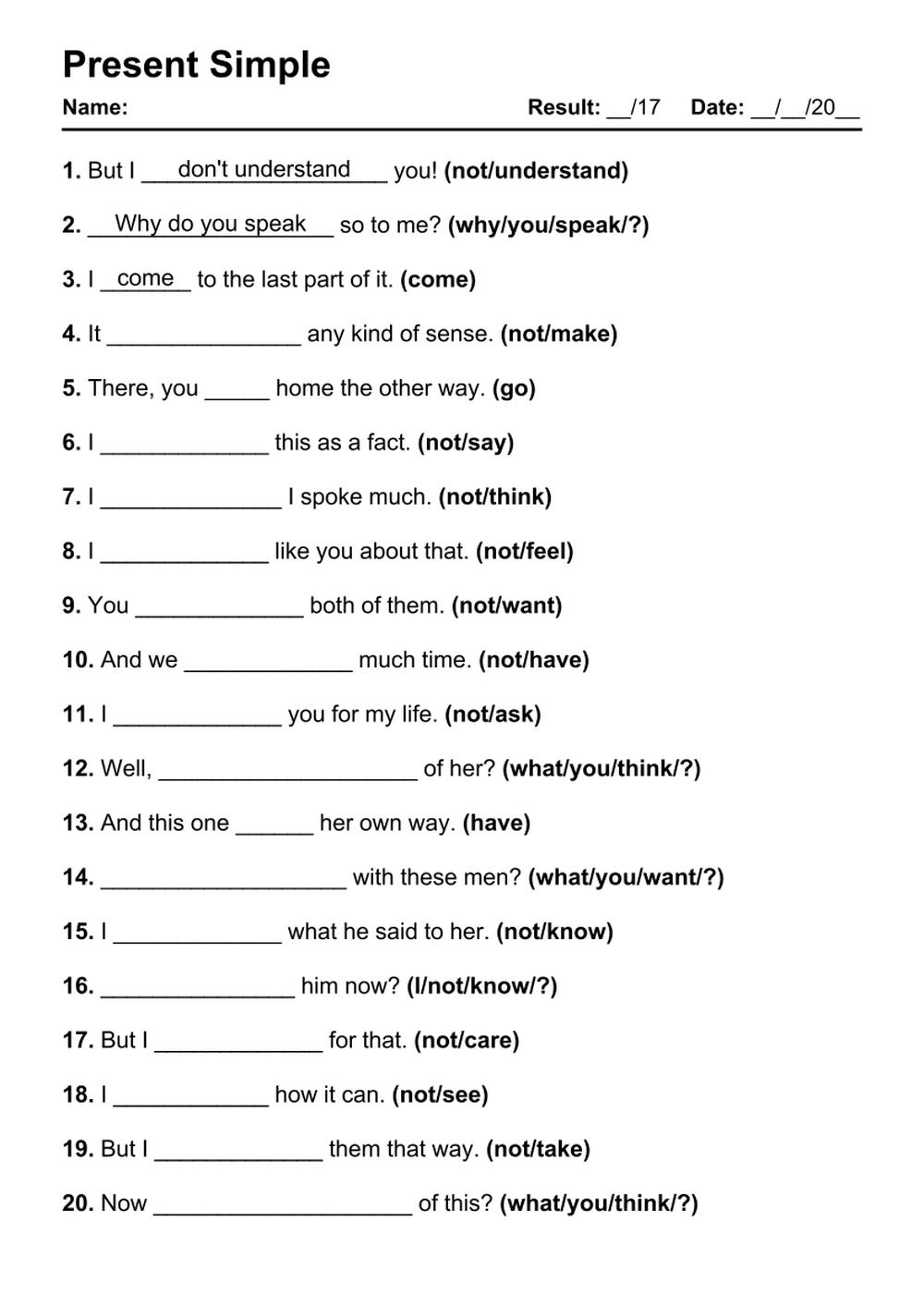 Language Printable Worksheets For Grammar