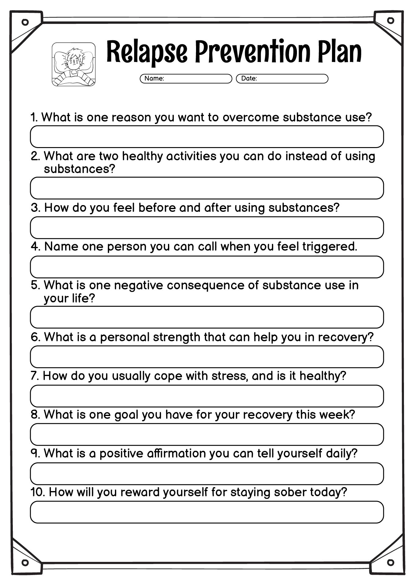 Printable Recovery Worksheets Pdf