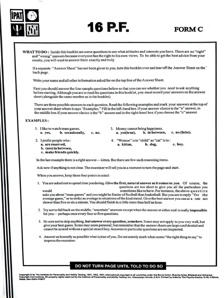 16 PF Form C PDF