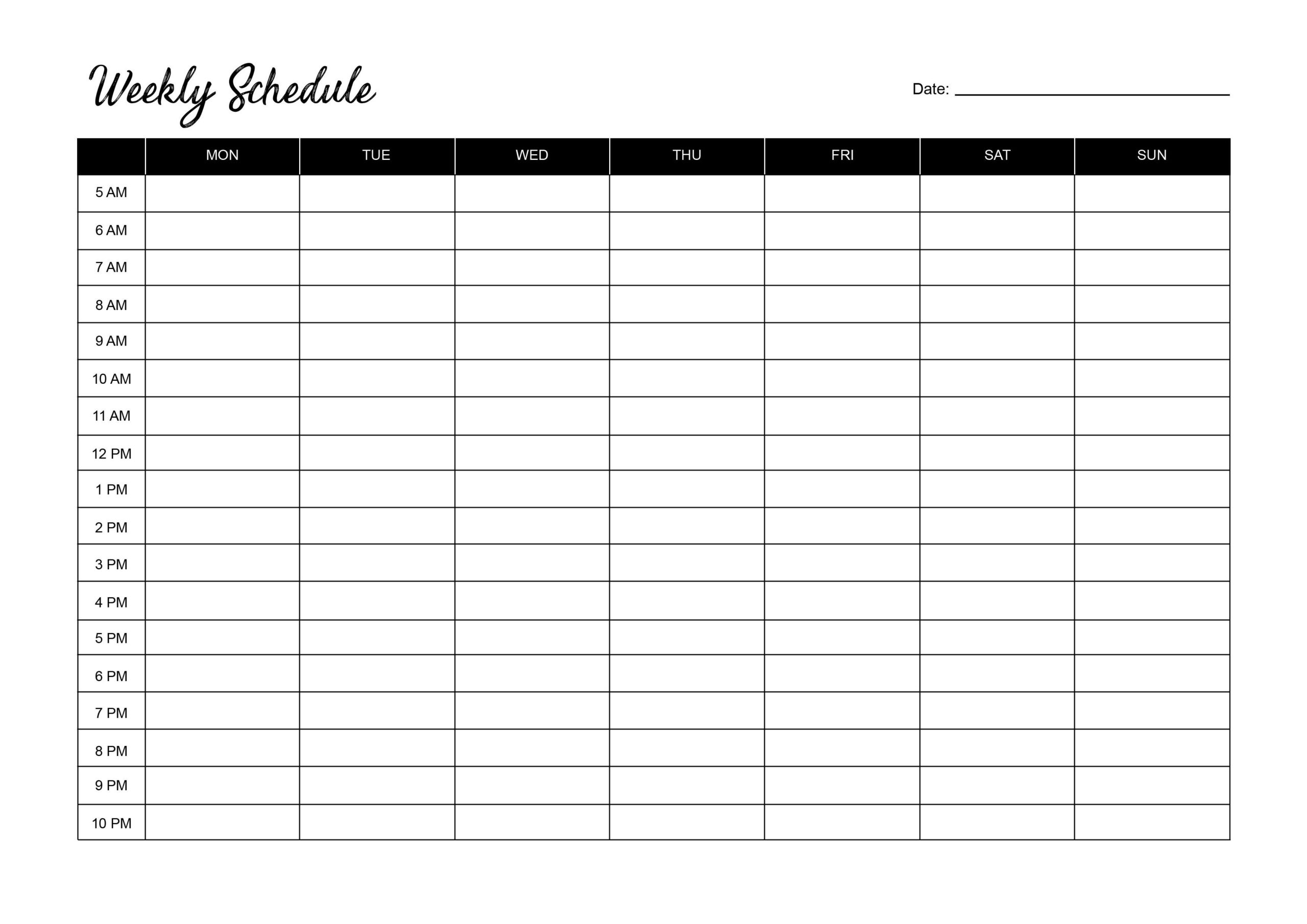 Blank Weekly Printable Calendar Pdf