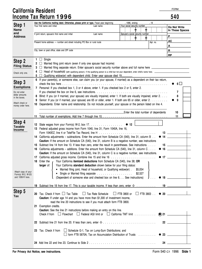 Ca Irs Form 540