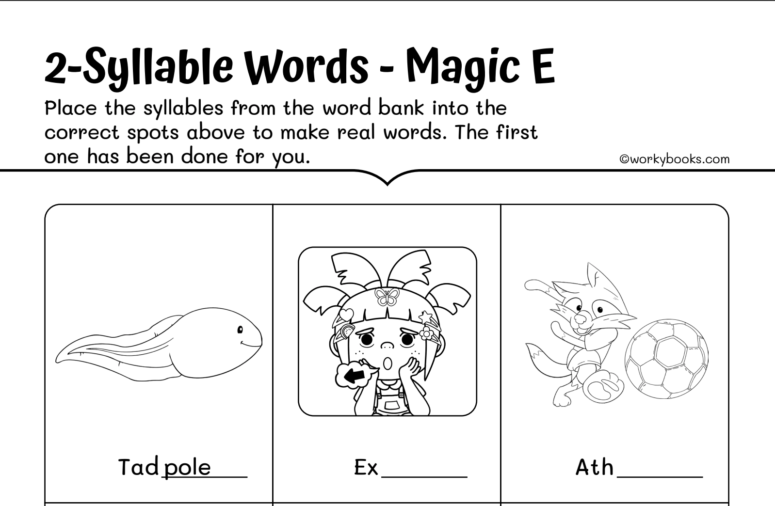 2 Syllable Words Magic E Worksheet Workybooks