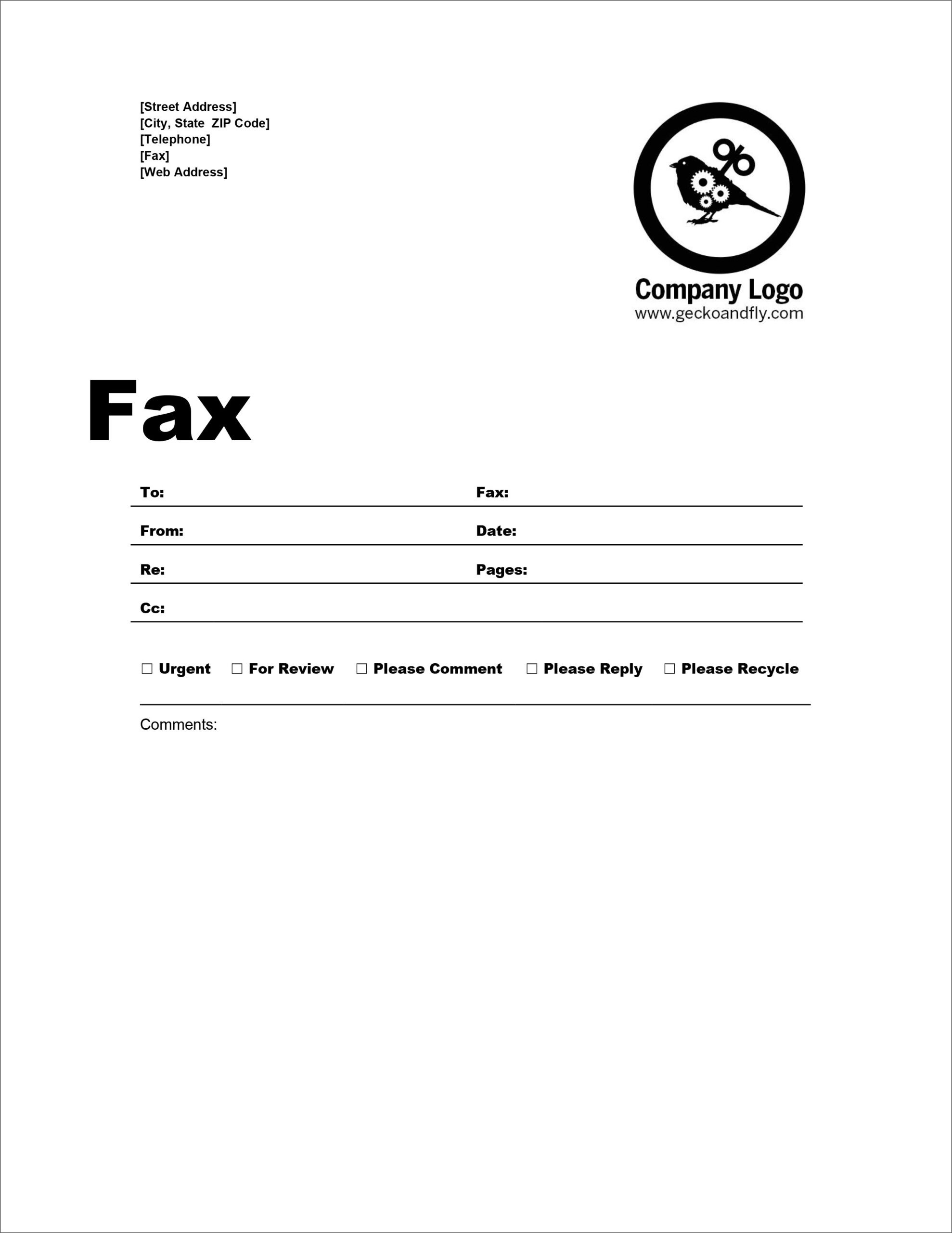 Printable Downloadable Fax Cover Sheet Template