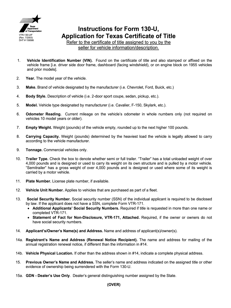 Tx Form 130-U Form