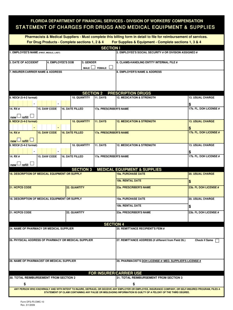 2009 2025 Form FL DFS F5 DWC 10 Fill Online Printable Fillable 