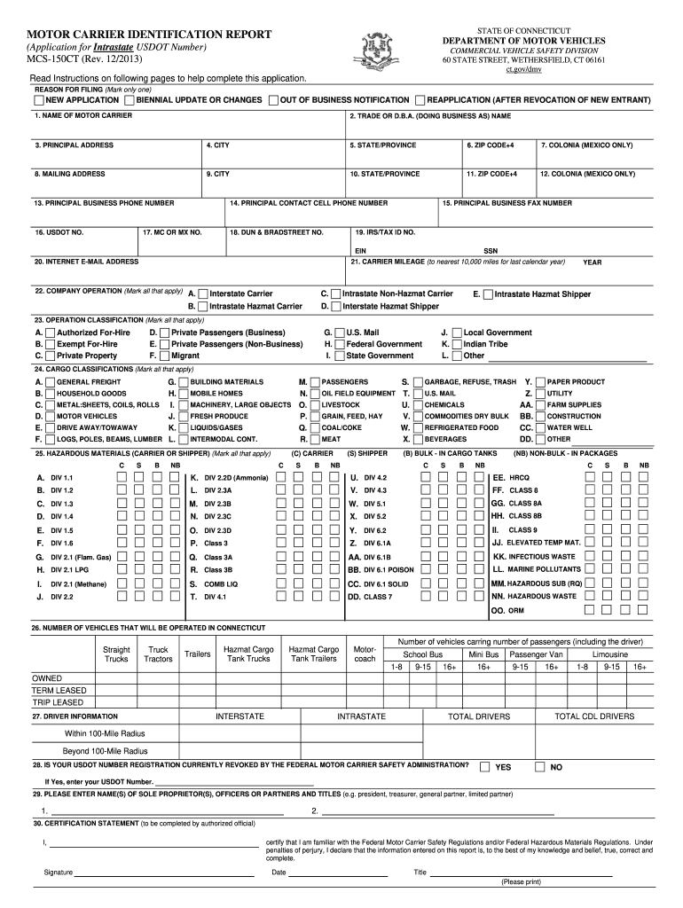 Mcs 150 Printable Form Free