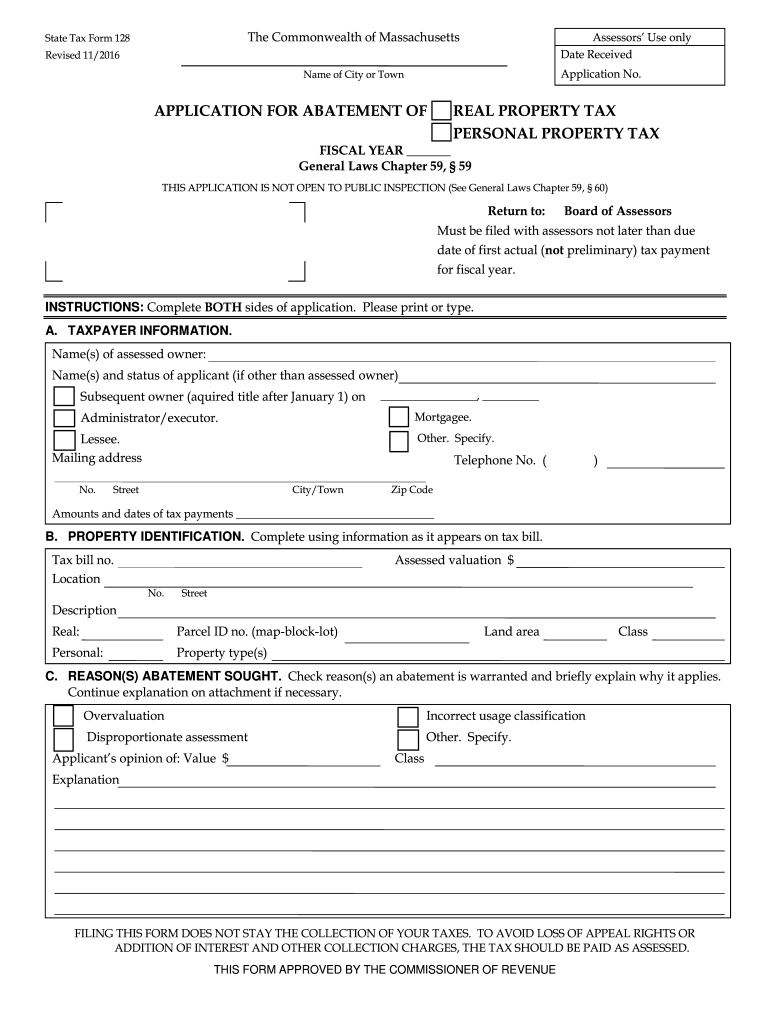2016 2025 MA State Tax Form 128 Fill Online Printable Fillable 