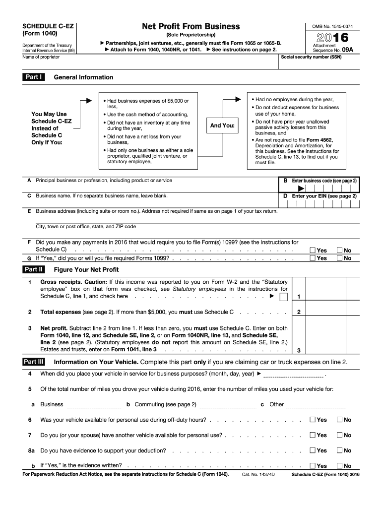 2016 Schedule C Fill Out amp Sign Online DocHub