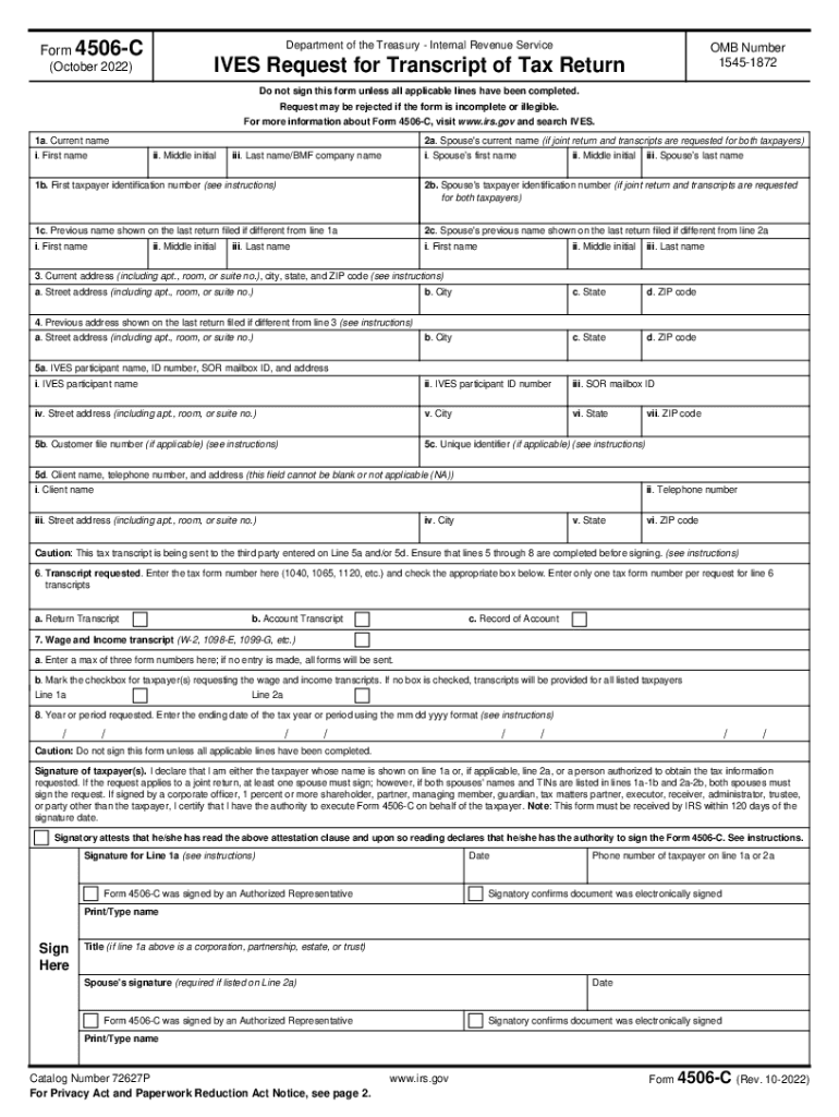 2022 2025 Form IRS 4506 C Fill Online Printable Fillable Blank 