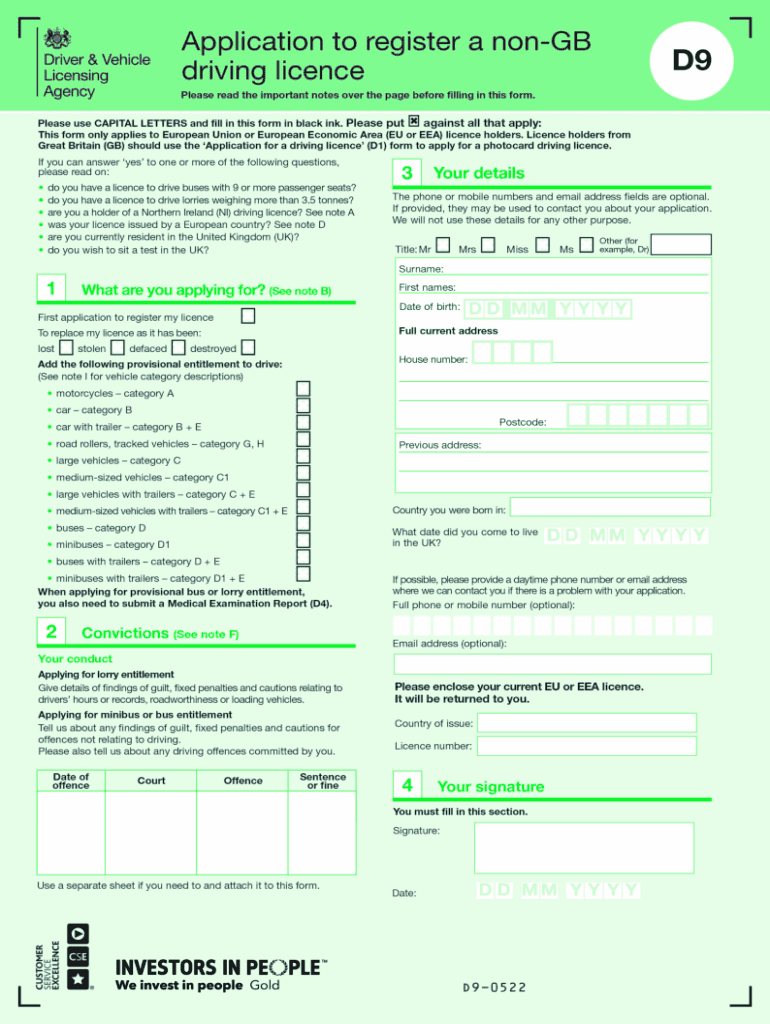 2022 2025 Form UK DVLA D9 Fill Online Printable Fillable Blank 
