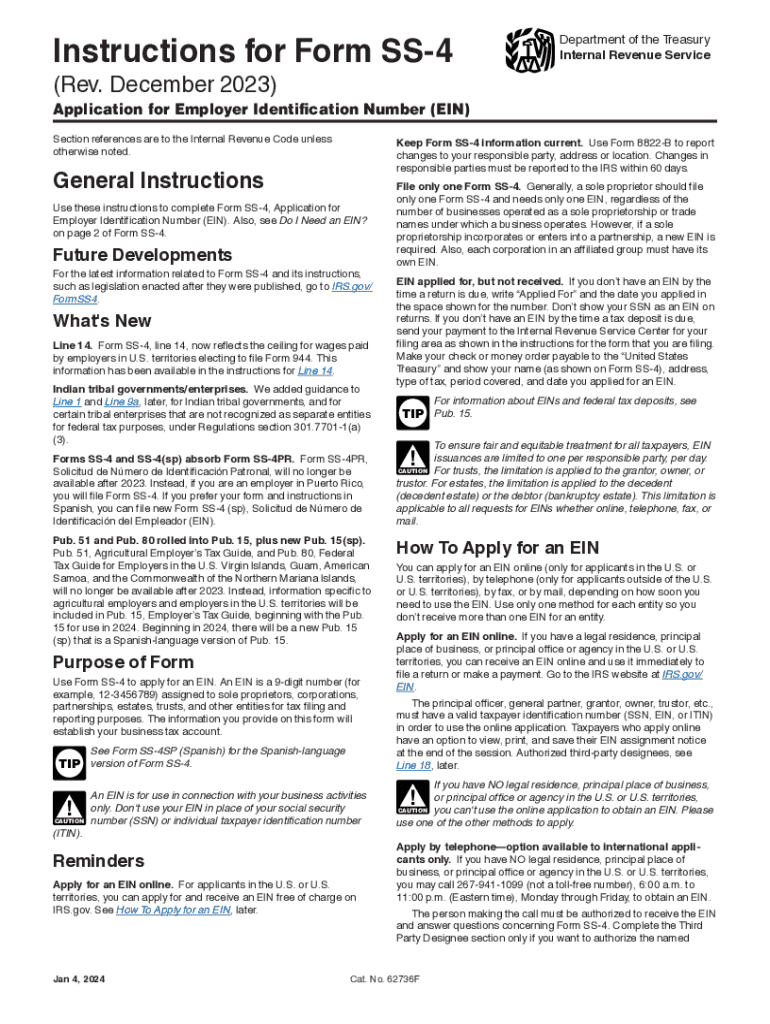 2023 2025 Form IRS Instruction SS 4 Fill Online Printable 
