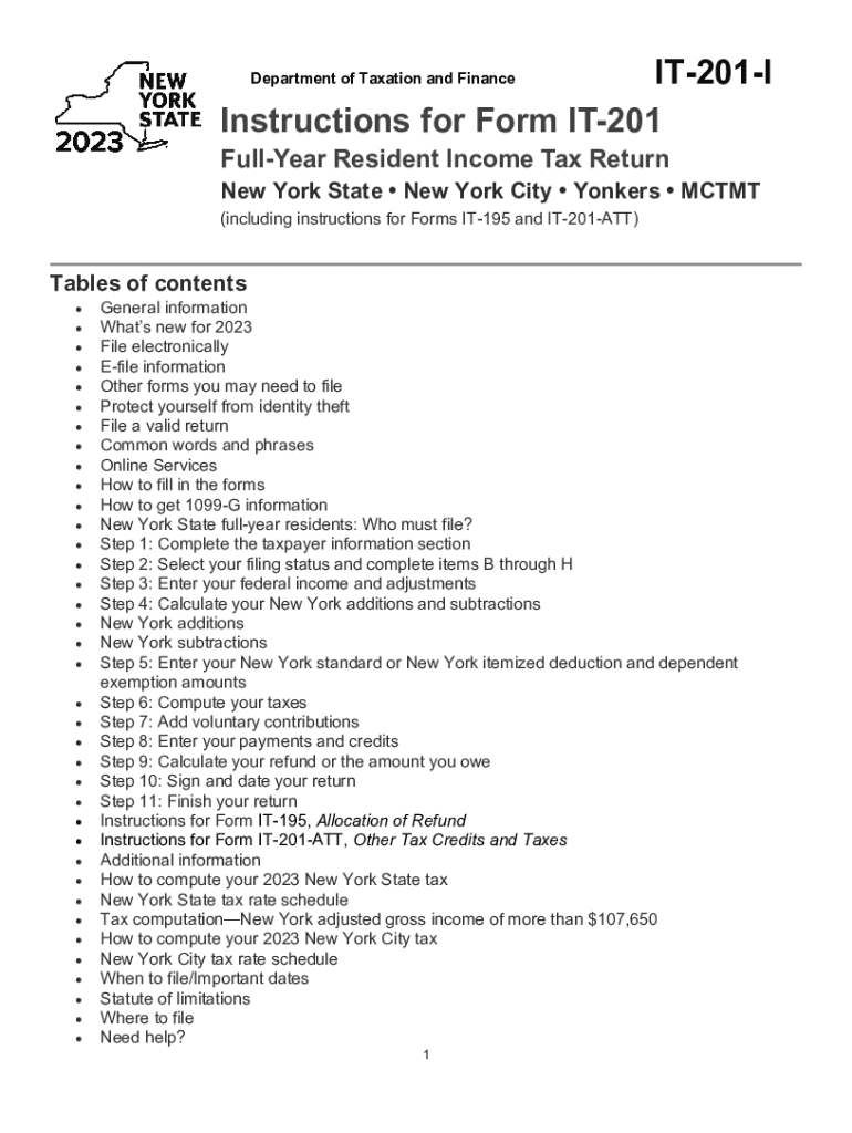 2023 2025 Form NY IT 201 I Fill Online Printable Fillable Blank 
