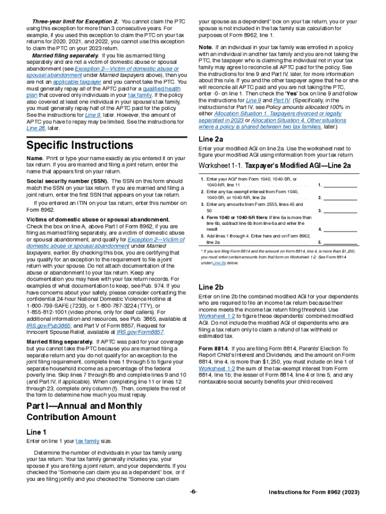 2023 Form IRS Instructions 8962 Fill Online Printable Fillable 