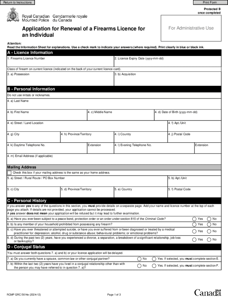 2024 Form Canada RCMP GRC 5614e Fill Online Printable Fillable 