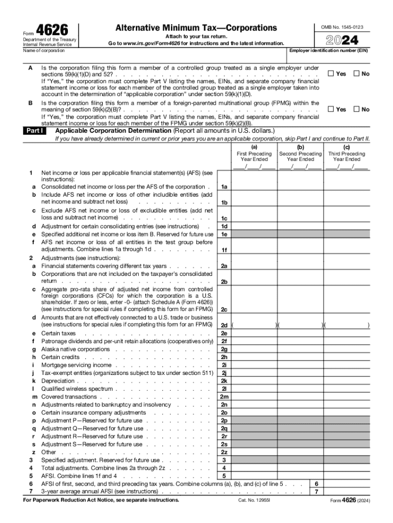 2024 Form IRS 4626 Fill Online Printable Fillable Blank PdfFiller