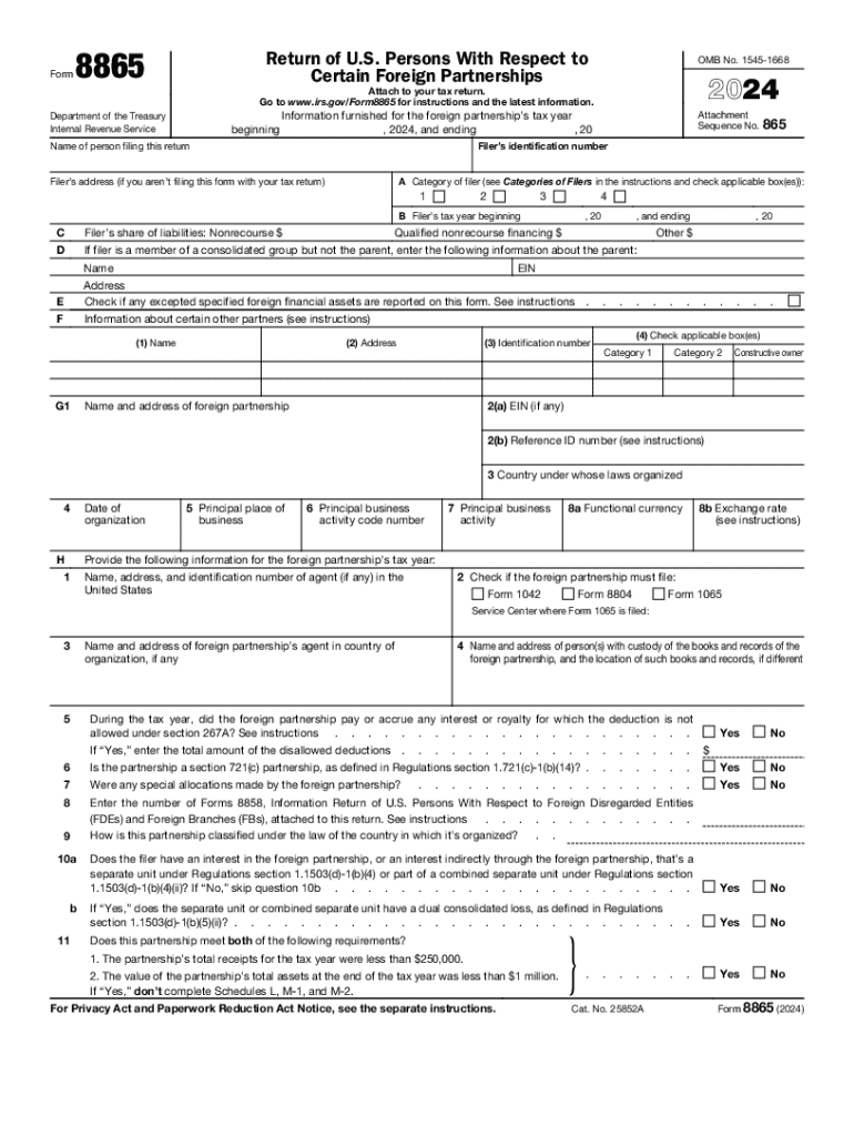 2024 Form IRS 8865 Fill Online Printable Fillable Blank PdfFiller