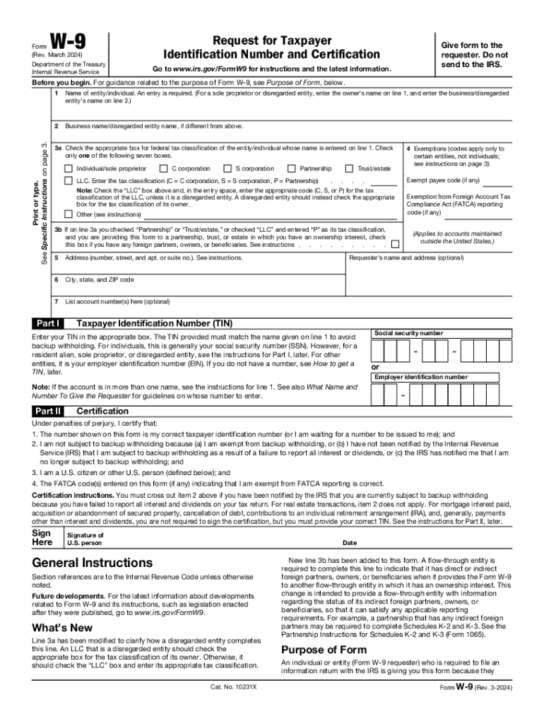 W 9 Form Irs Free