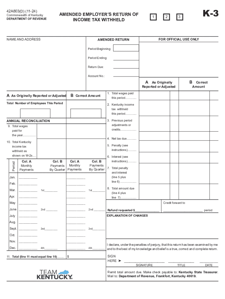 2024 Form KY DoR 42A803 D K 3 Fill Online Printable Fillable 