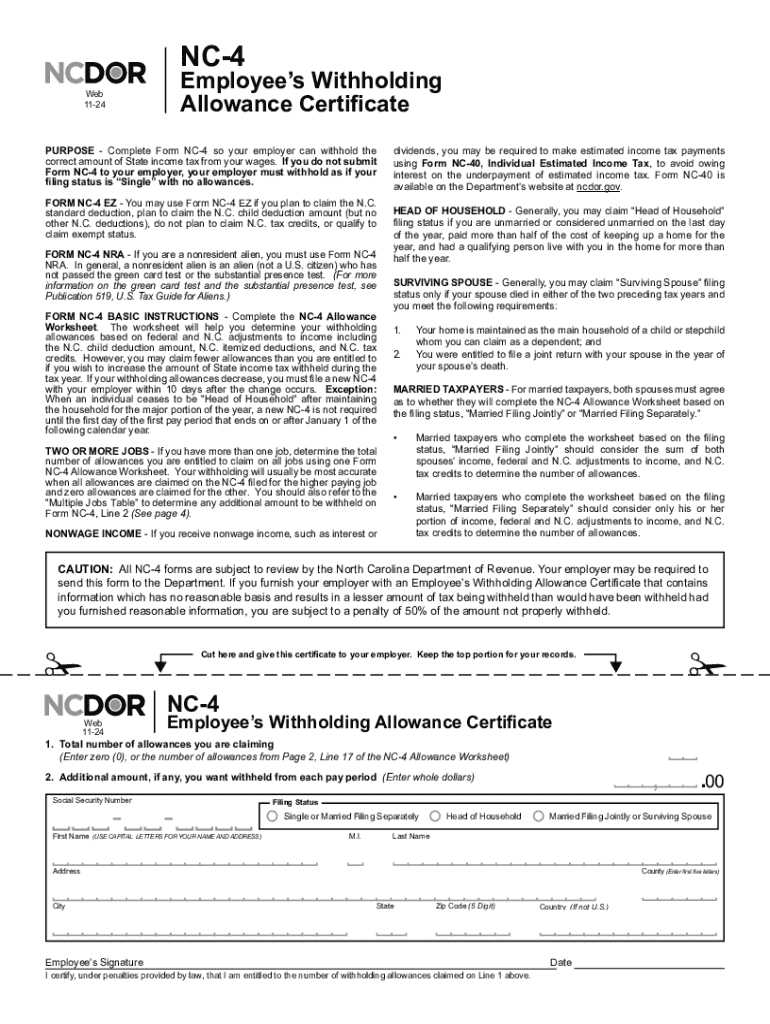 2024 Form NC DoR NC 4 Fill Online Printable Fillable Blank 