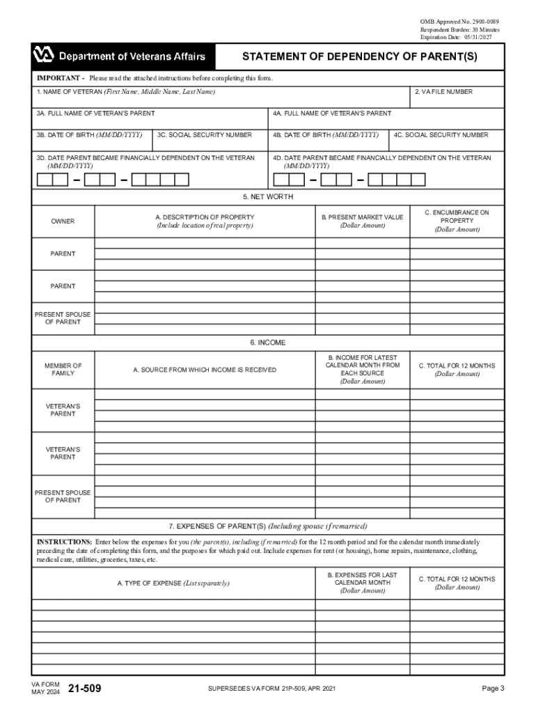 2024 Form VA 21 509 Fill Online Printable Fillable Blank 