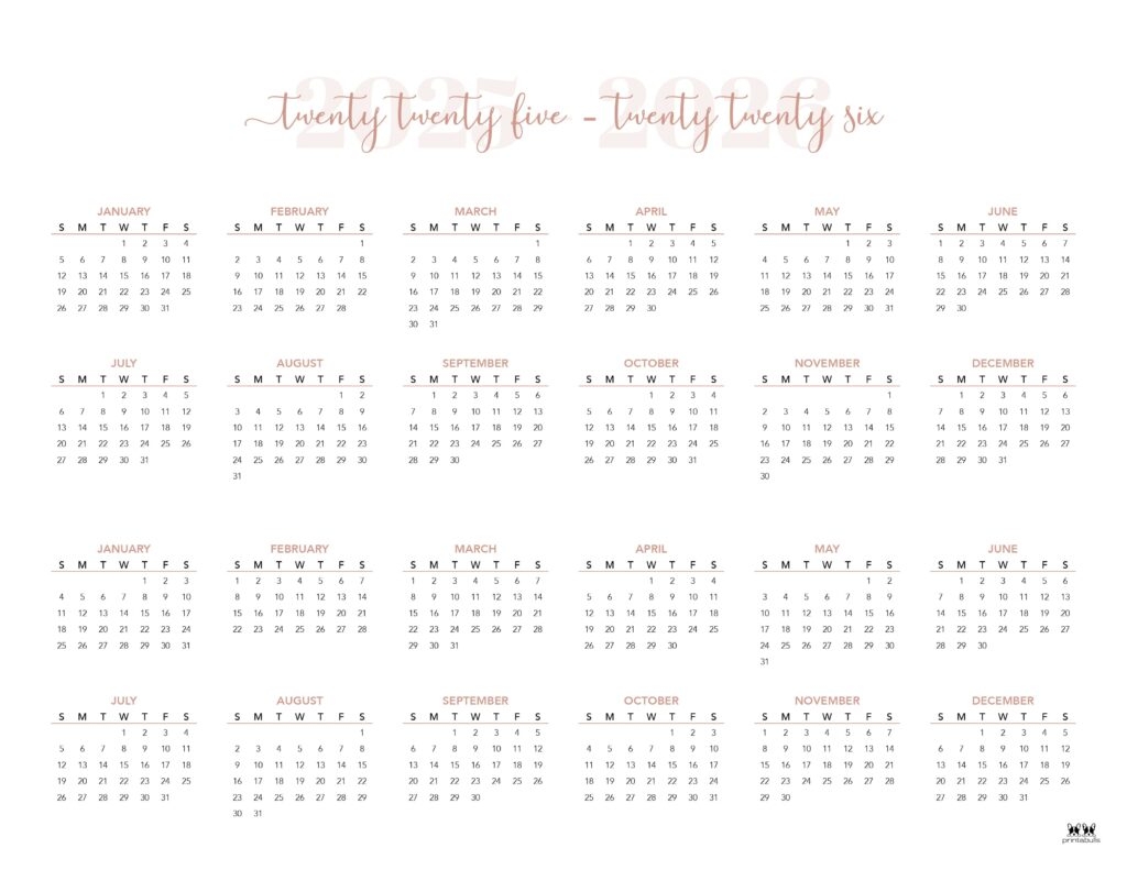 Printable Blank Calendar 2025-26