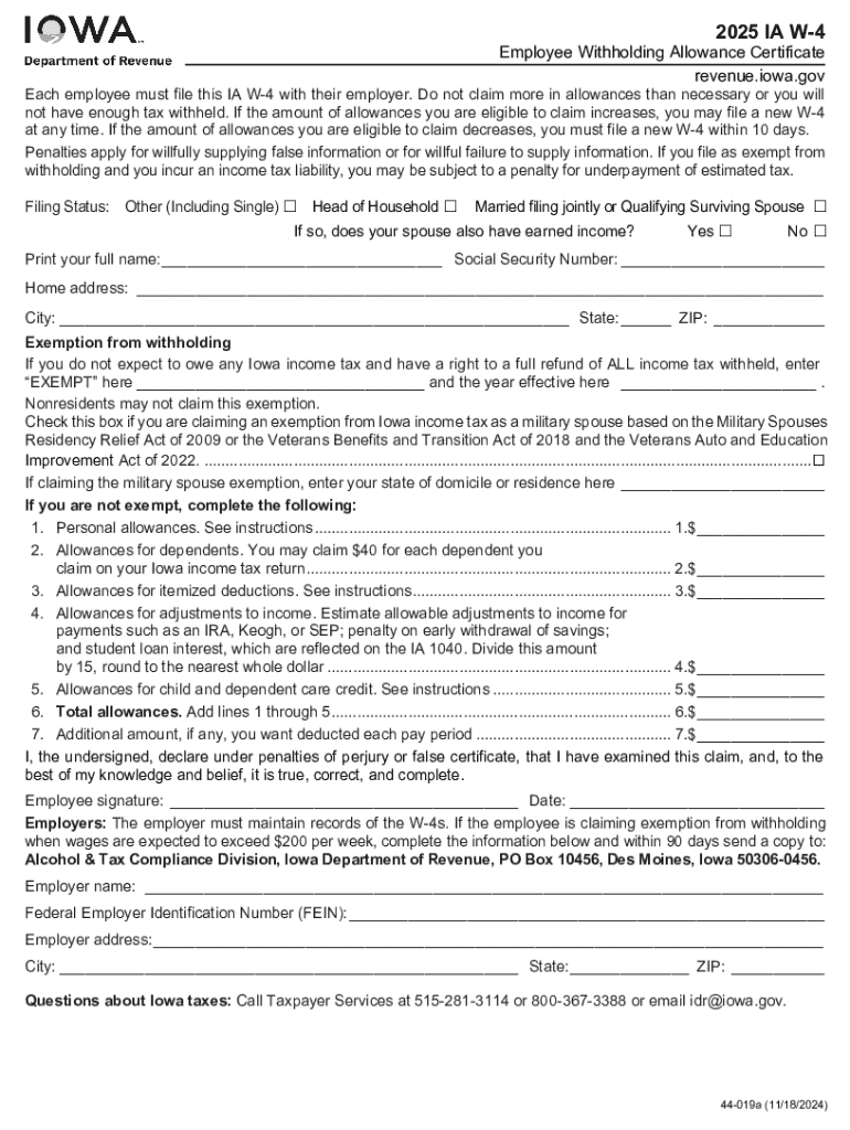 2025 Form IA DoR W 4 Fill Online Printable Fillable Blank 