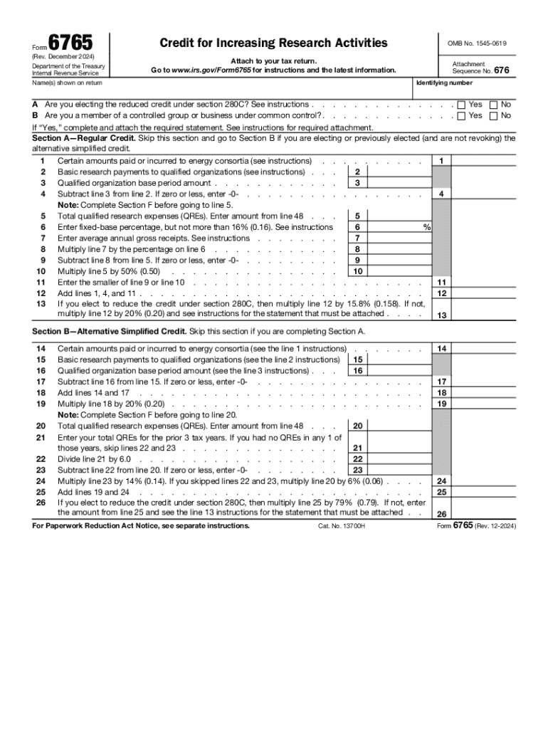 2025 Form IRS 6765 Fill Online Printable Fillable Blank PdfFiller