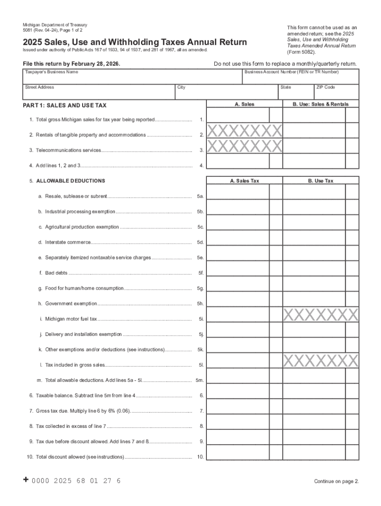 2025 Form MI 5081 Fill Online Printable Fillable Blank PdfFiller
