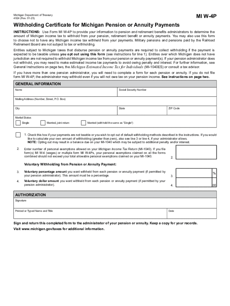 Irs Forms 2025 W-4p