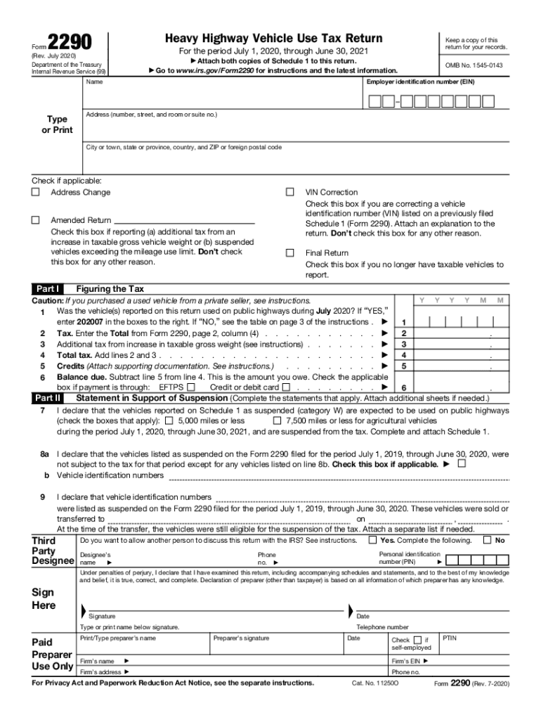 2290 Form 2020 Printable Fill Out amp Sign Online DocHub
