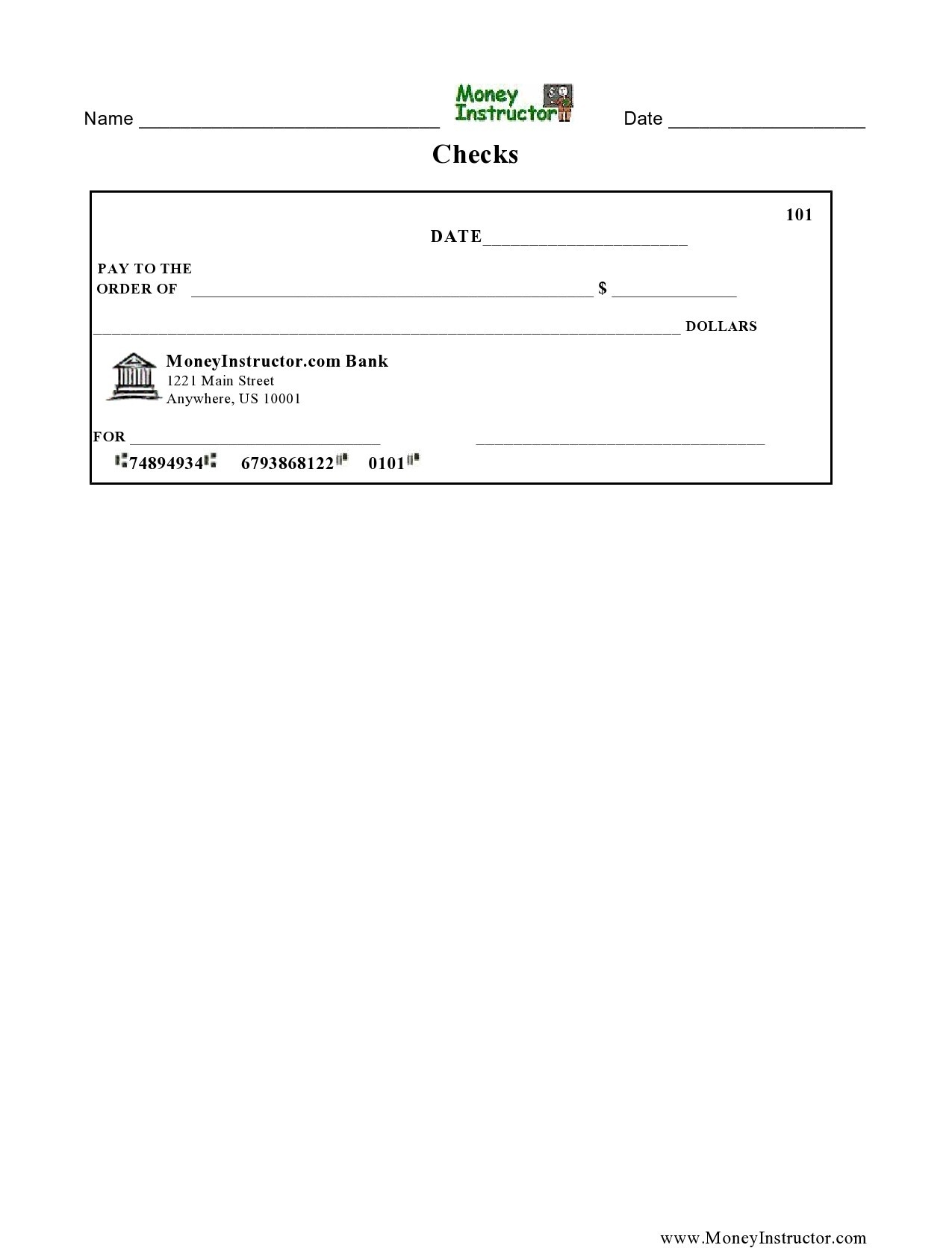 Blank Check Template Printable