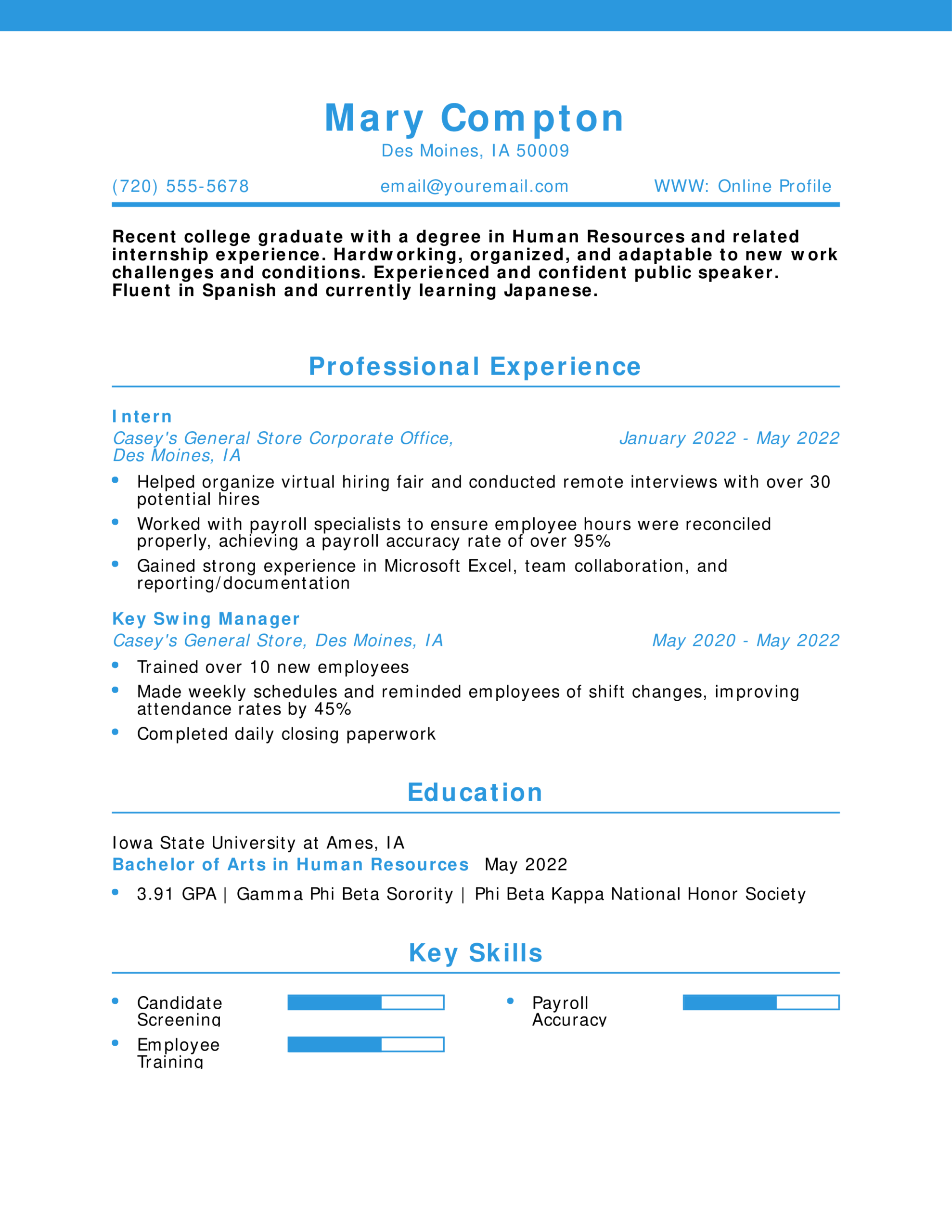 25 Best Human Resources Resume Examples And Templates For 2025 