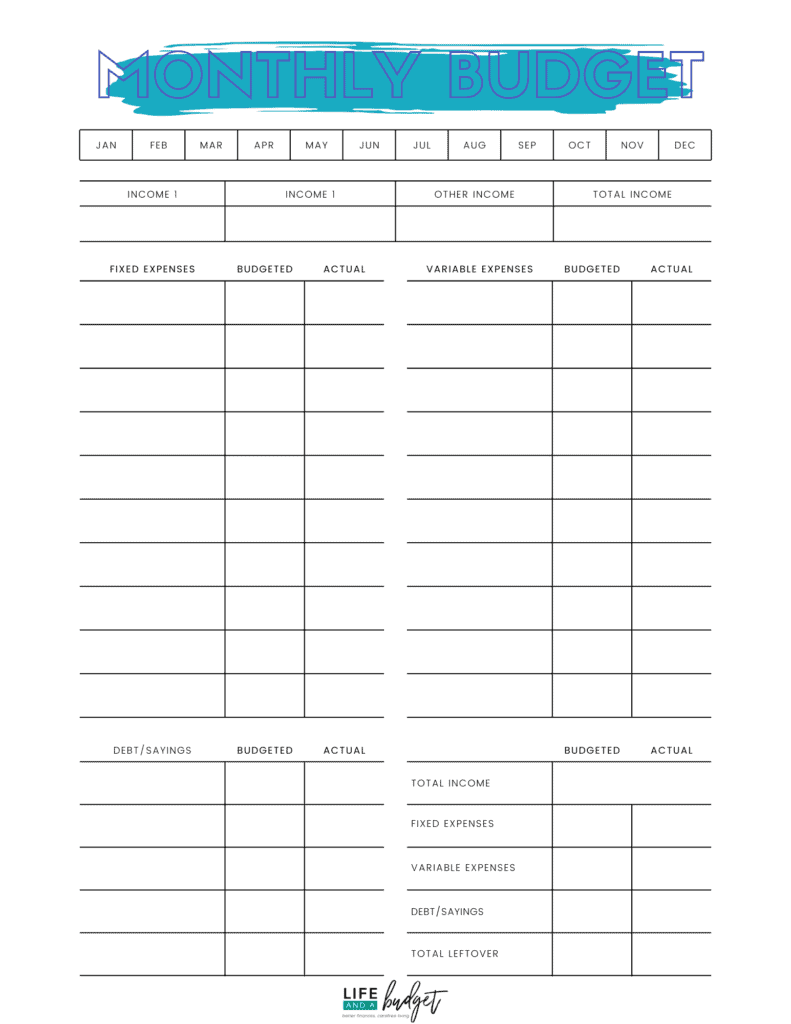 Beginner Printable Budget Worksheet