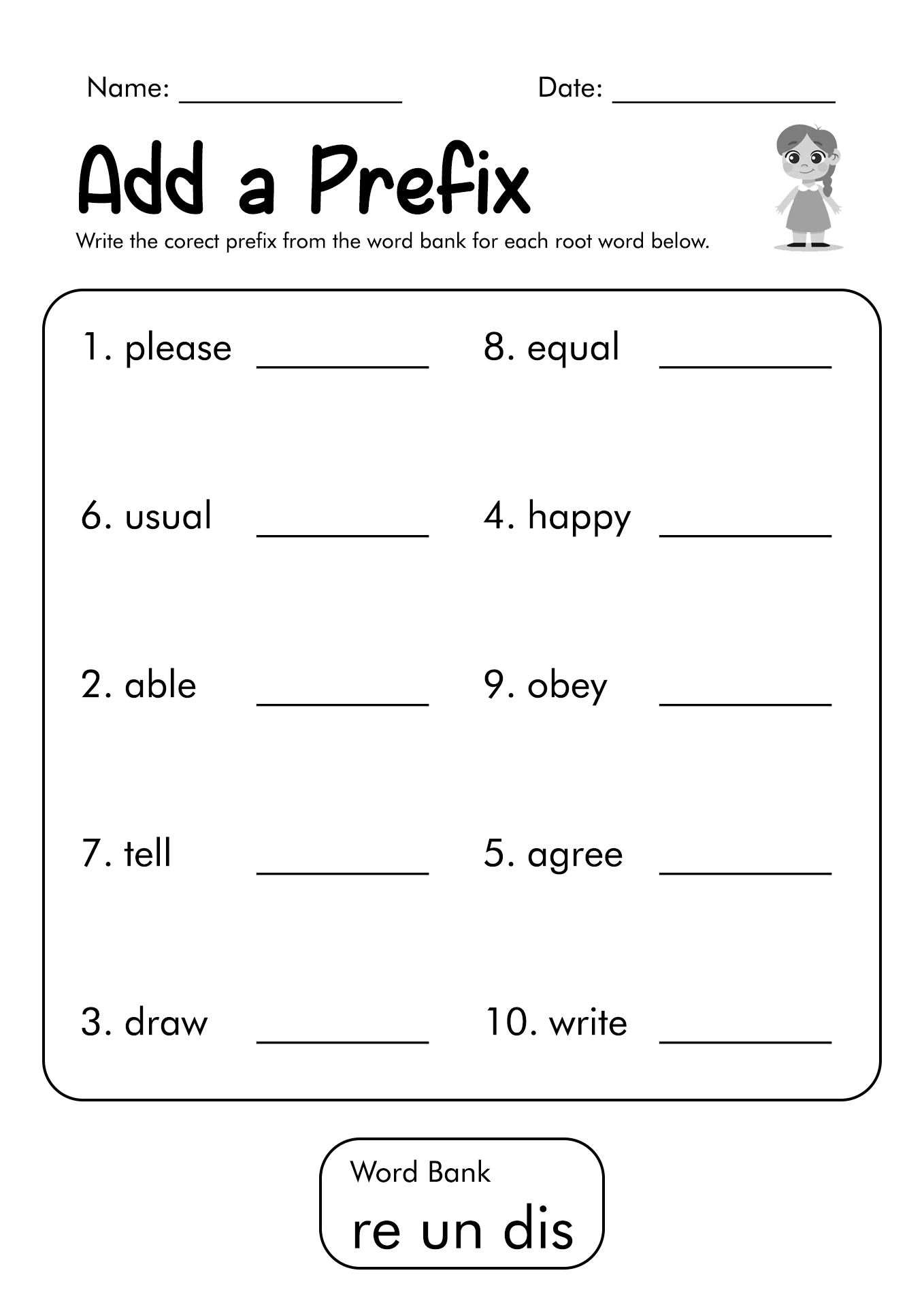 Free Printable Prefix Worksheets Second Grade