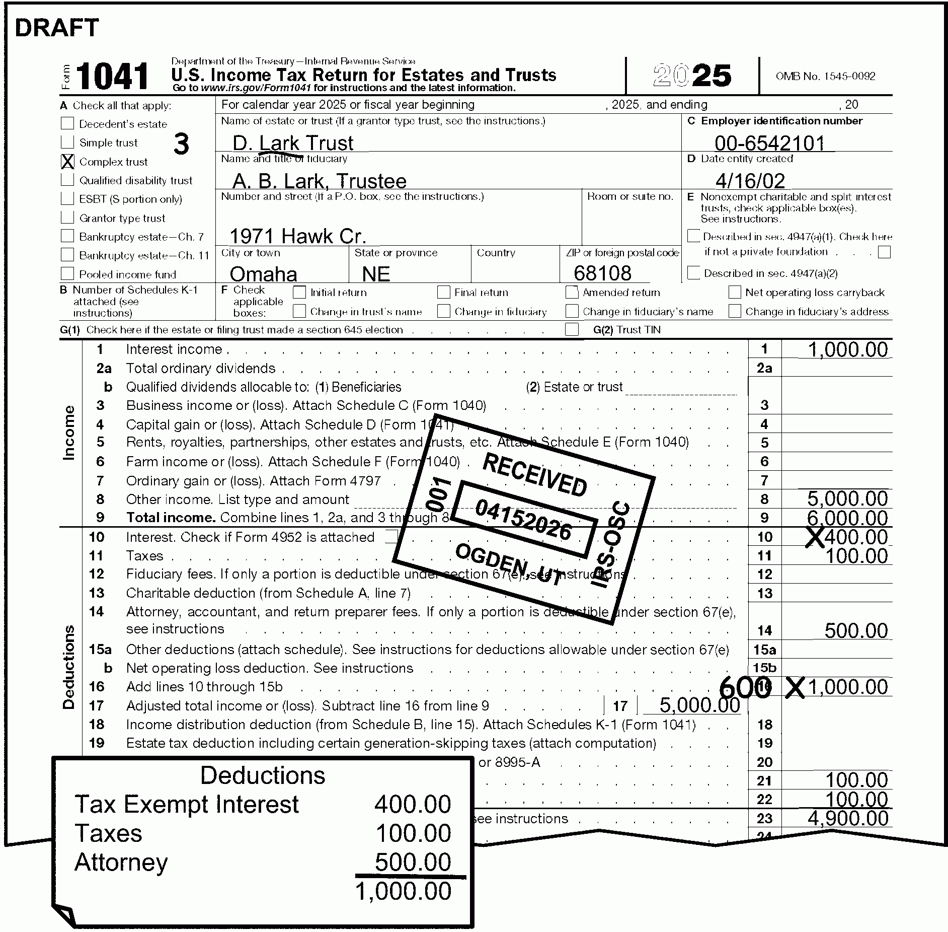 Irs Form 1041 Schedule D 2024