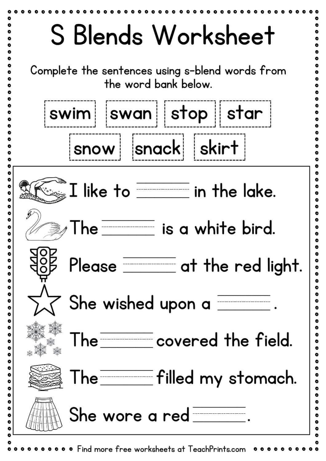S Blend Worksheets Free Printable