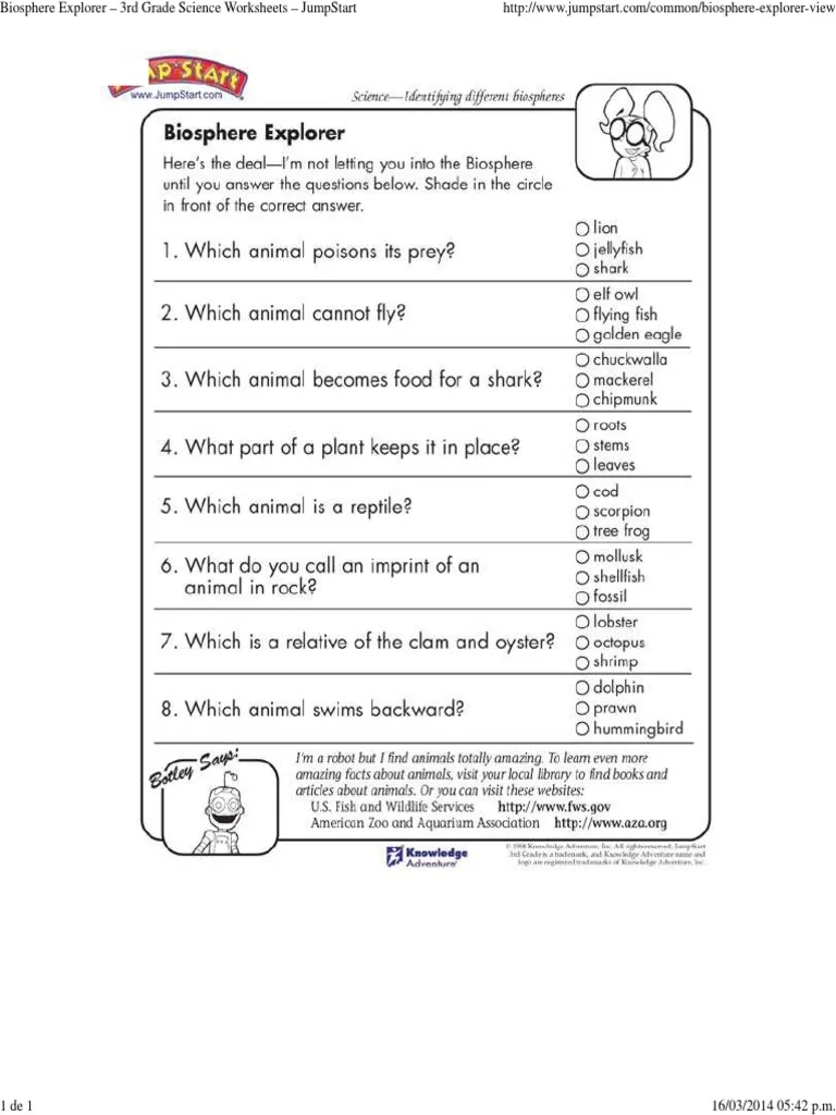 Printable Science Worksheets For 3rd Grade
